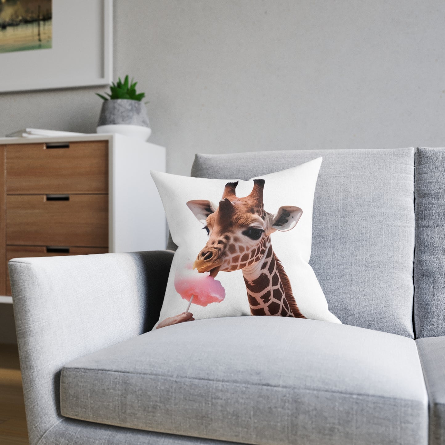 Whimsical Giraffe Square Cushion, Cute Animal Decor, Kids Room Accent, Fun Home Accessories, Great Gift for Animal Lovers