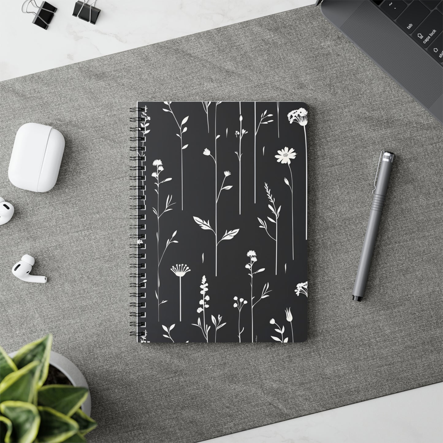 Floral Wirobound Notebook - A5 Softcover Journal for Writers, Artists, Students, Gifts, and Notetaking
