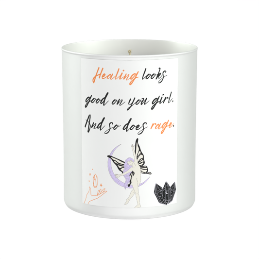 Healing and Rage 200g White candle ‘Sandy Bay'