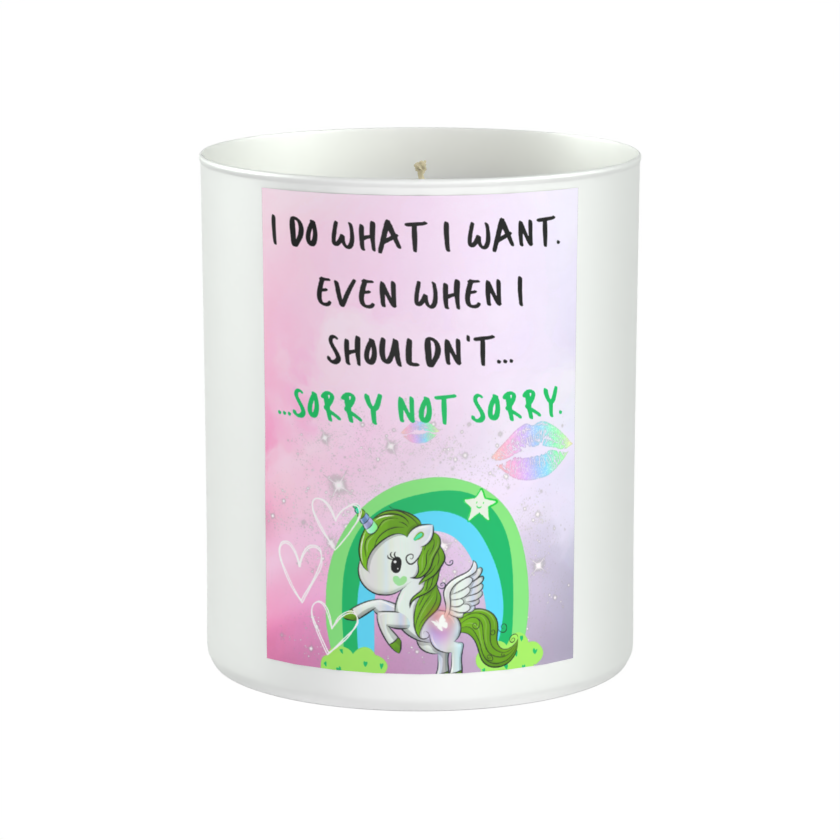 I Do What I Want Unicorn 200g White candle ‘Sandy Bay'