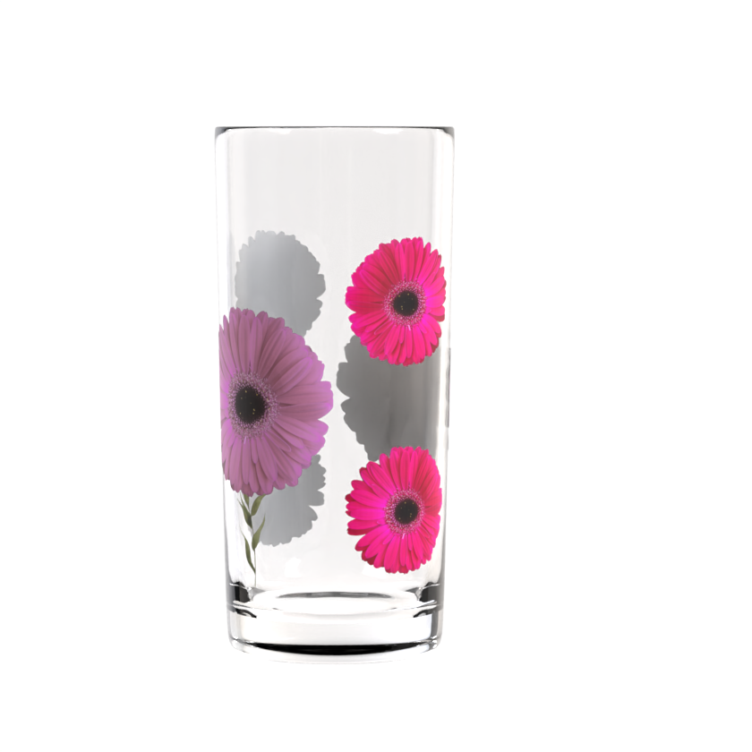 Pink Gerbera Trio Highball Glass
