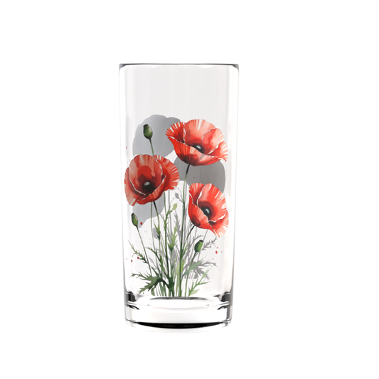 Red Poppy Highball Glass | Floral Gift 280ml UK