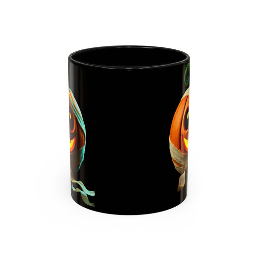 Black Spooky Pumpkin Wrap Accent Coffee Mug (11, 15oz)