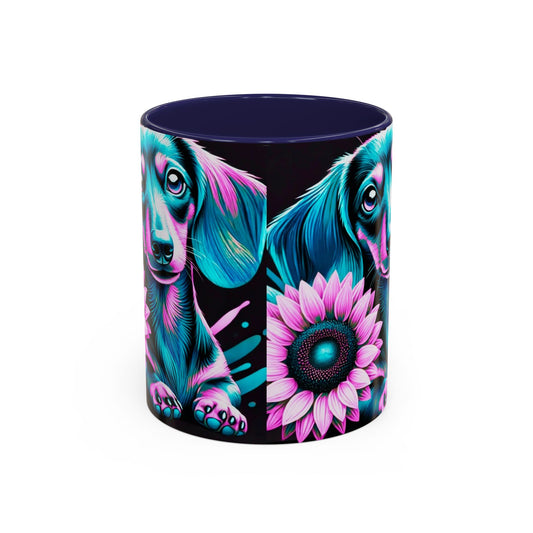 Dachshund Flower Mug Accent Coffee Mug (11, 15oz)