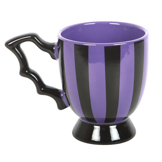 Purple Bat Wing Mug | Gothic Striped Mug UK