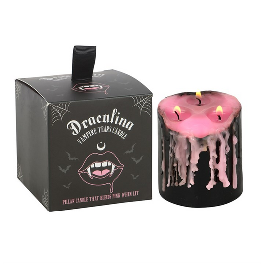 Small Pink Vampire Tears Bleeding Candle – Gothic Pillar Candle