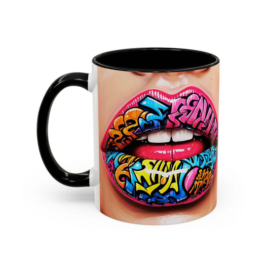 Graffiti Lips Mug | Colourful Street Art Gift UK