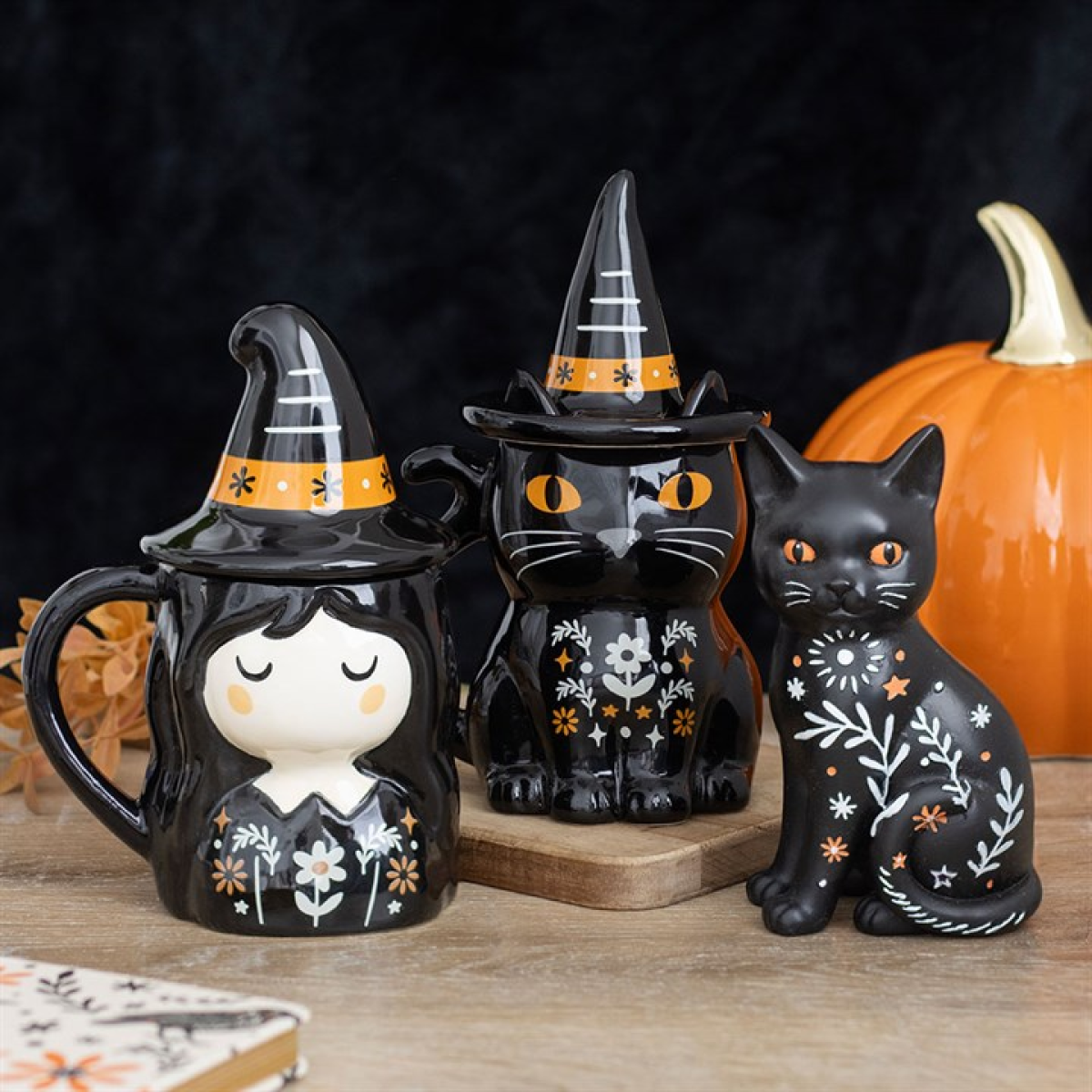 Black Cat Ornament – Witchy Folk Art Cat Decoration