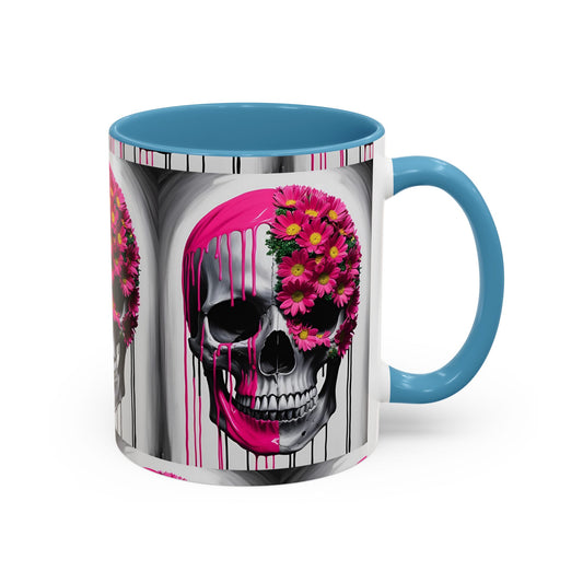 Skeleton Flower Paint Accent Coffee Mug (11, 15oz)