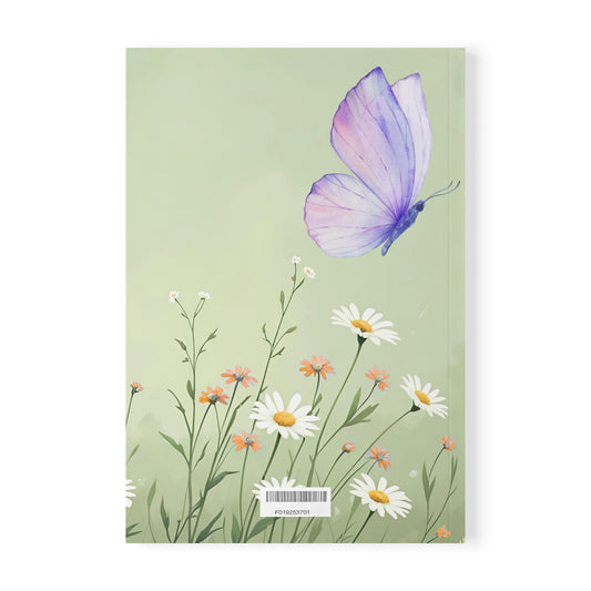 Dreamy Floral Softcover Notebook, Journal for Nature Lovers, Butterfly Design, Creative Writing, Gift for Students, A5 Size