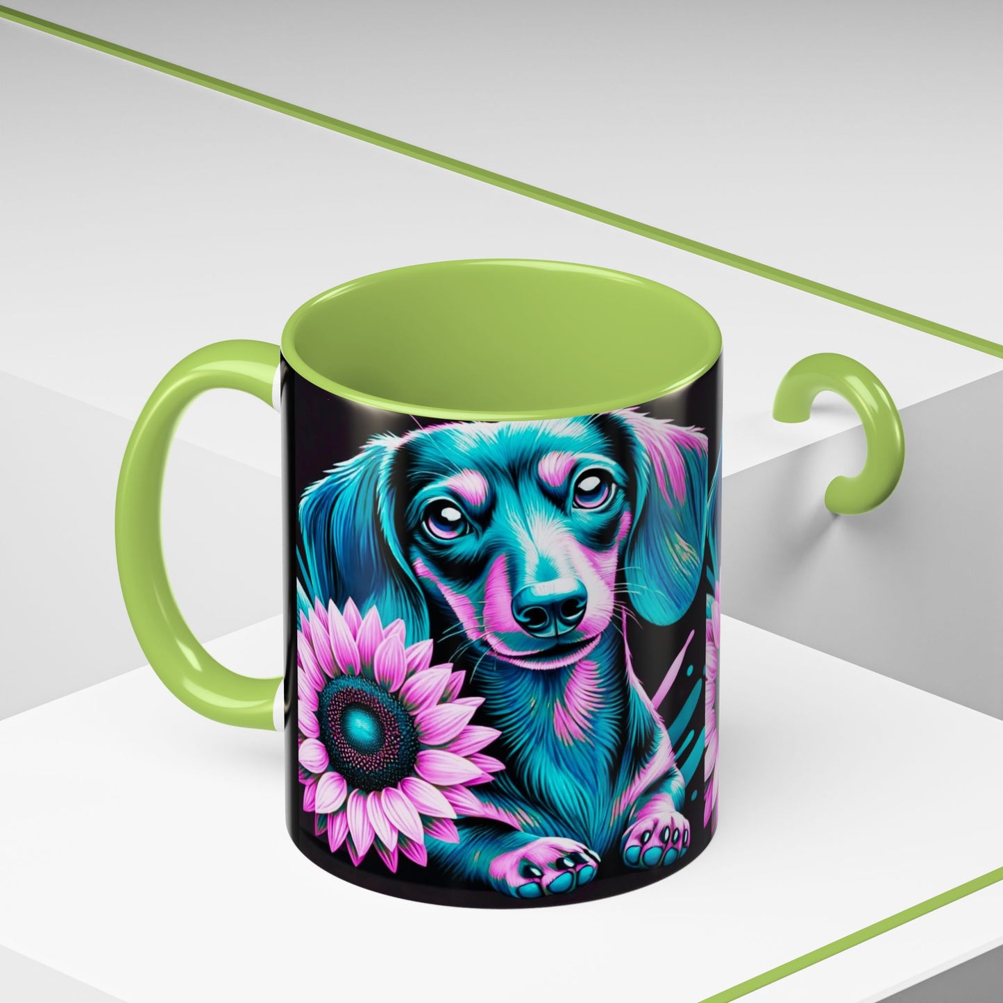 Dachshund Flower Mug Accent Coffee Mug (11, 15oz)