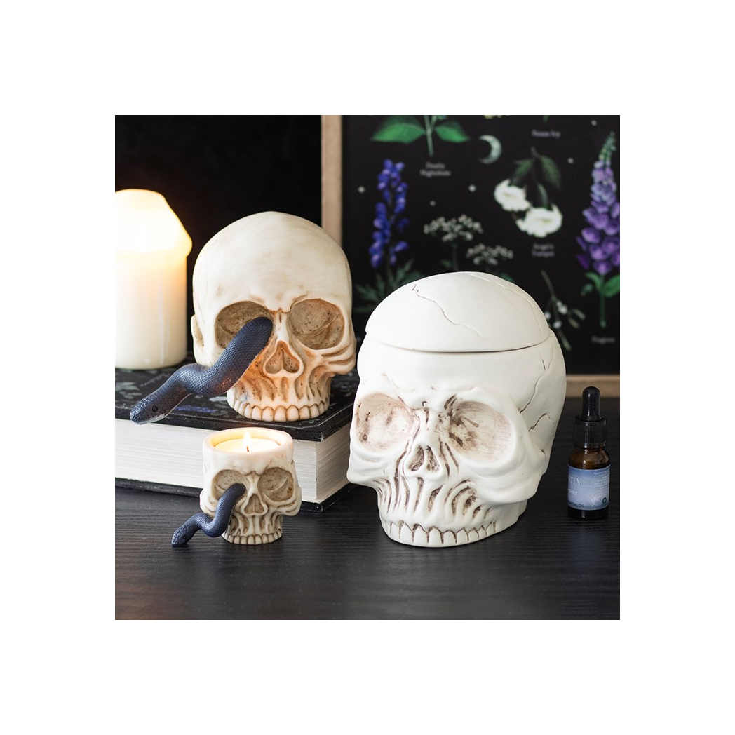 Skull & Snake Tealight Holder – Gothic Candle Holder