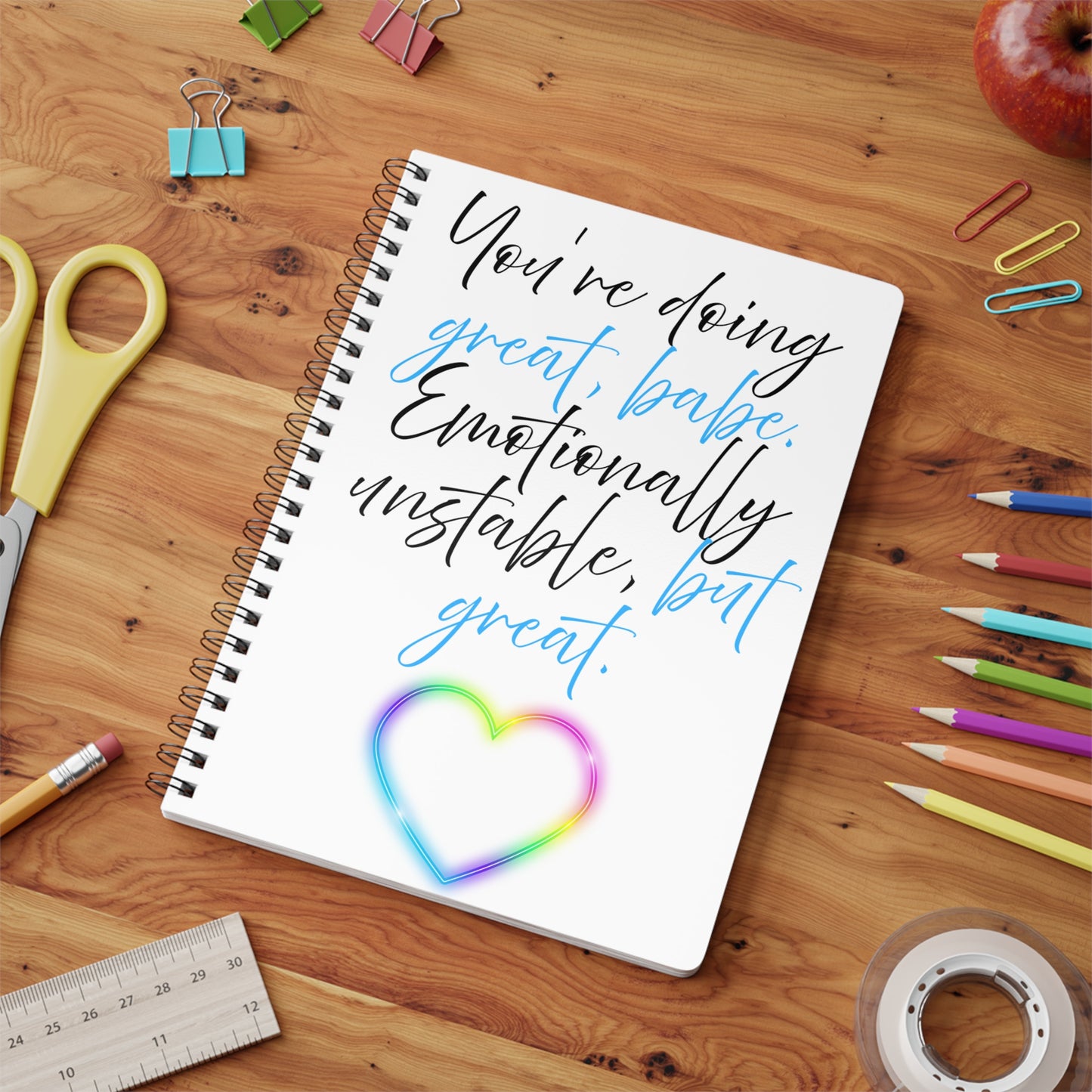 Motivational Wirobound Notebook, A5 - Great for Journaling, Self-Reflection, Gift for Friends, Inspirational Quotes, Mental Health