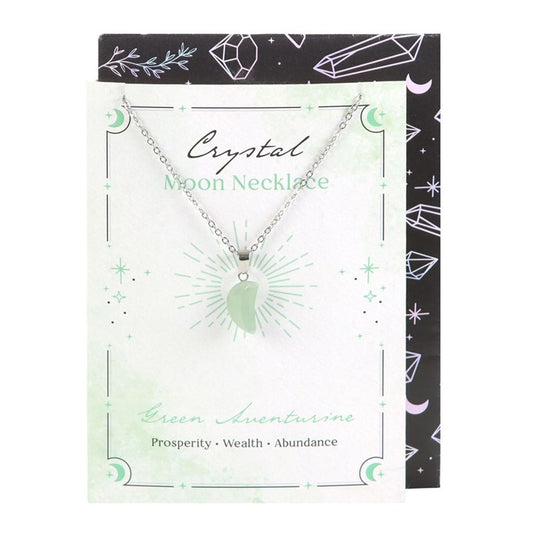 Green Aventurine Moon Necklace & Greeting Card