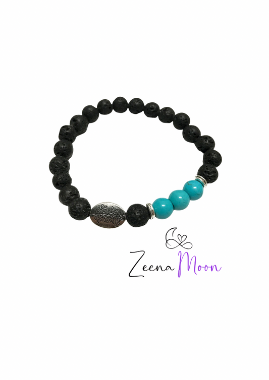 Lava Stone Bracelet - Leaf Turquoise