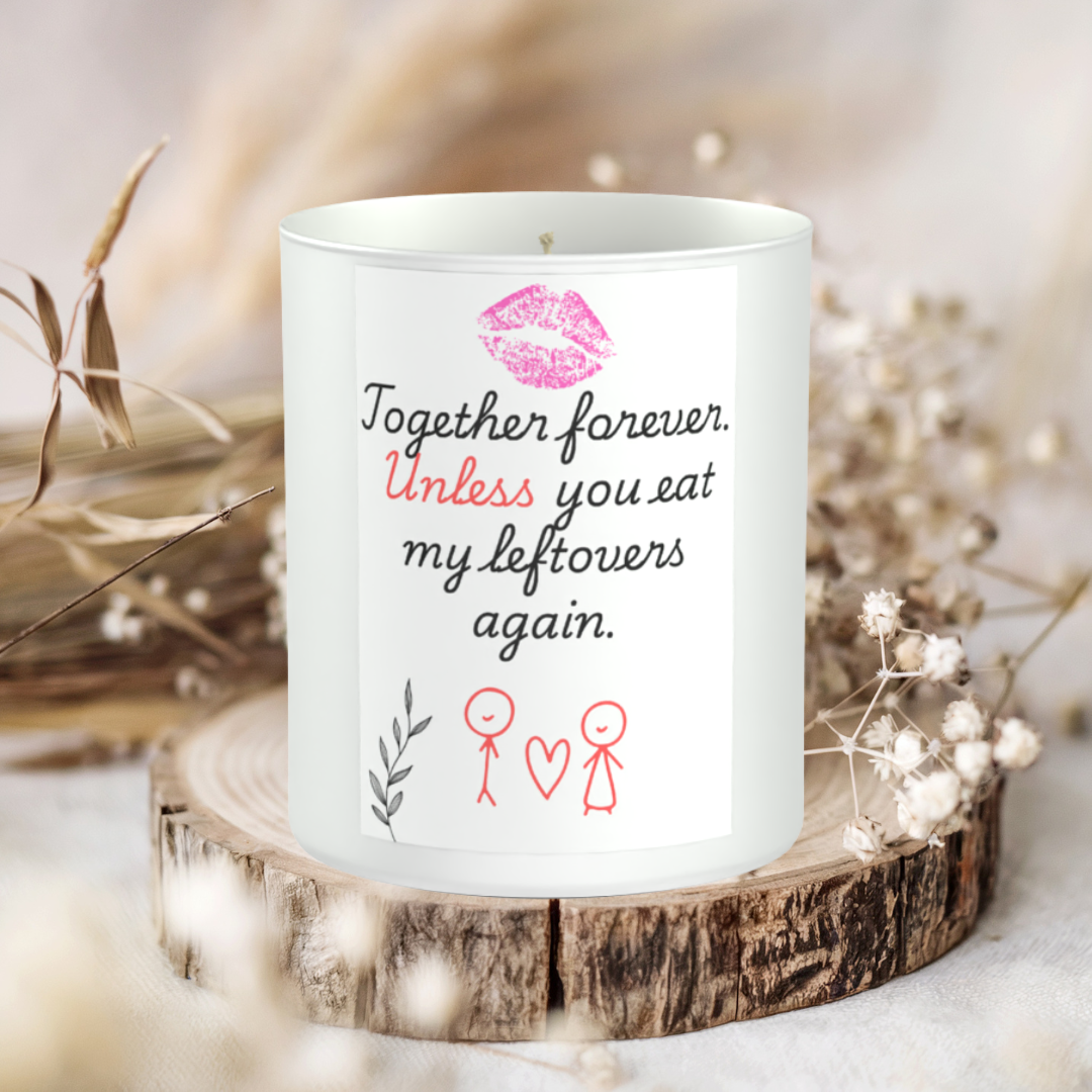 Leftovers Couple Humour 200g White candle ‘Sandy Bay'