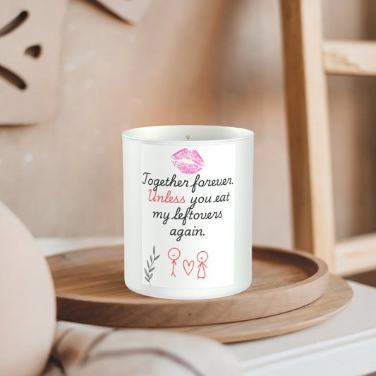 Leftovers Couple Humour 200g White candle ‘Sandy Bay'