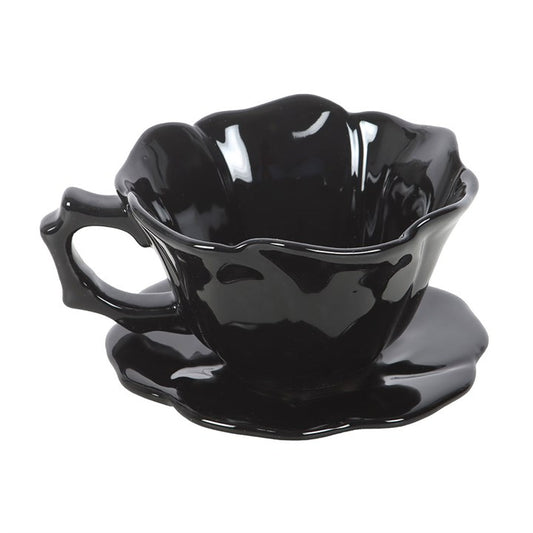 Black Rose Teacup & Saucer | Gothic Tea Set UK