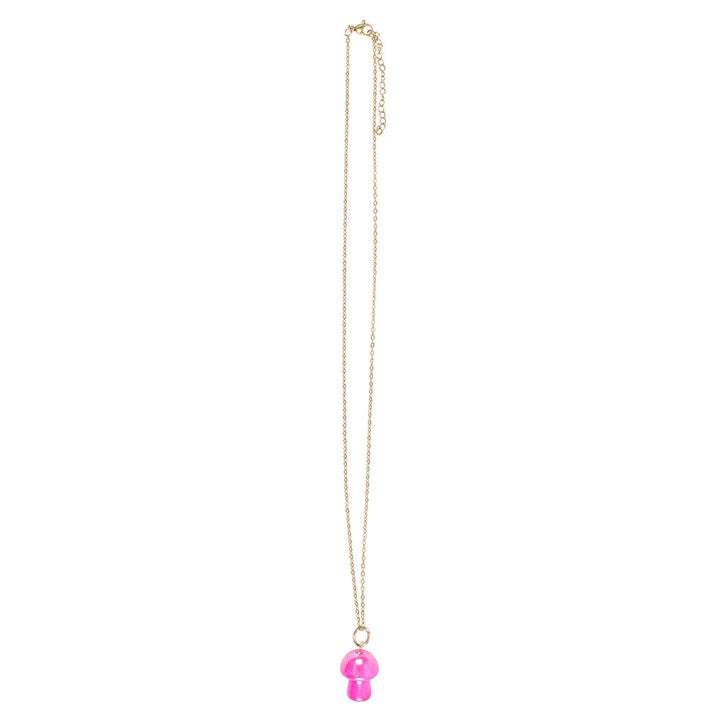 Pink Aura Crystal Mushroom Necklace Greeting Card