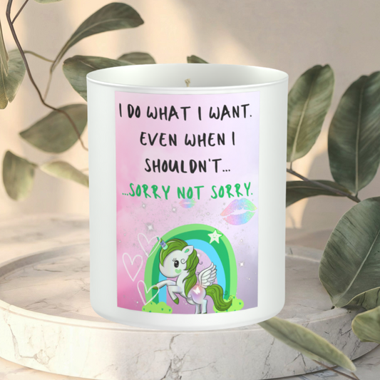 I Do What I Want Unicorn 200g White candle ‘Sandy Bay'