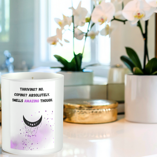Coping Candle Humour 200g White candle ‘Sandy Bay'