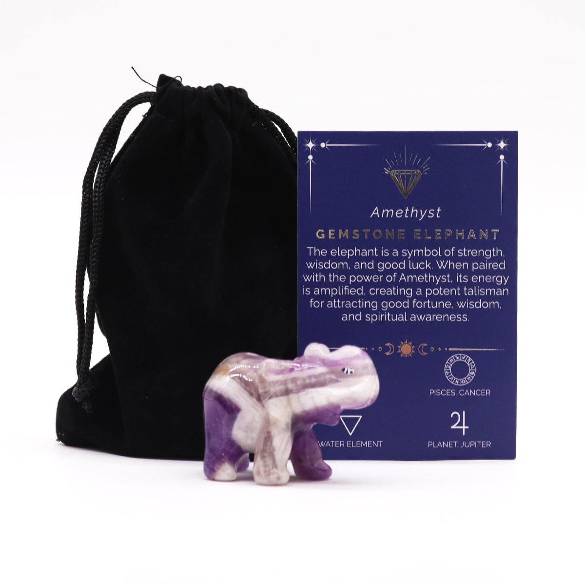 Amethyst Lucky Elephant – Gemstone Figurine