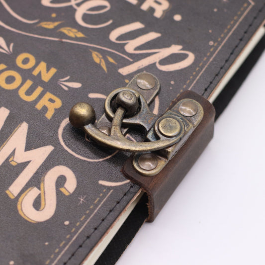 Leather Printed Notebook – Never Give Up On Your Dreams - 17.8×12.7 cm