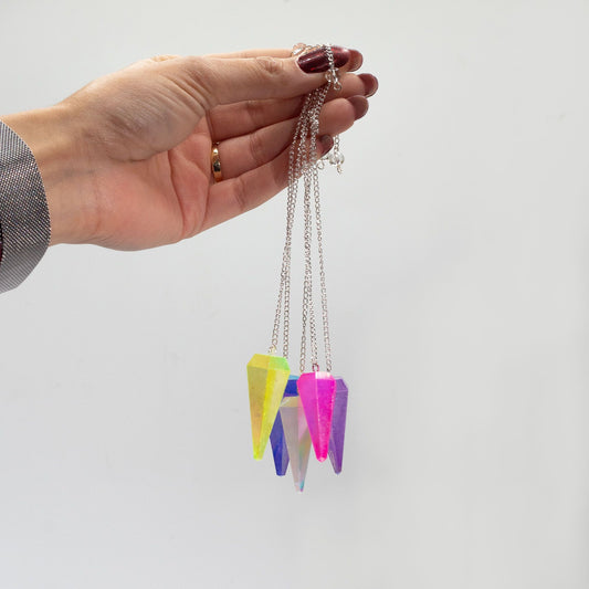 Peach Quartz Crystal Pendulum | Iridescent Dowsing Pendulum