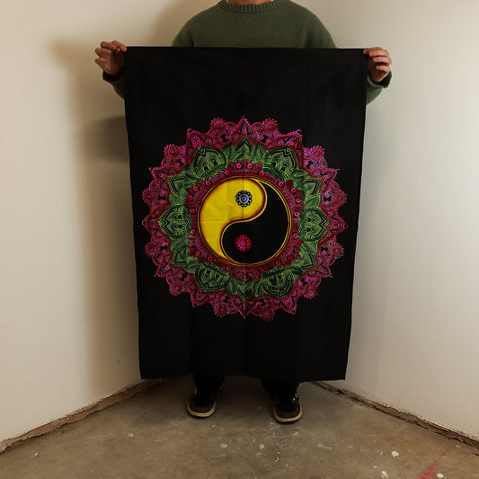 Cotton Wall Art (70x110cm) - Ying & Yang Mandala