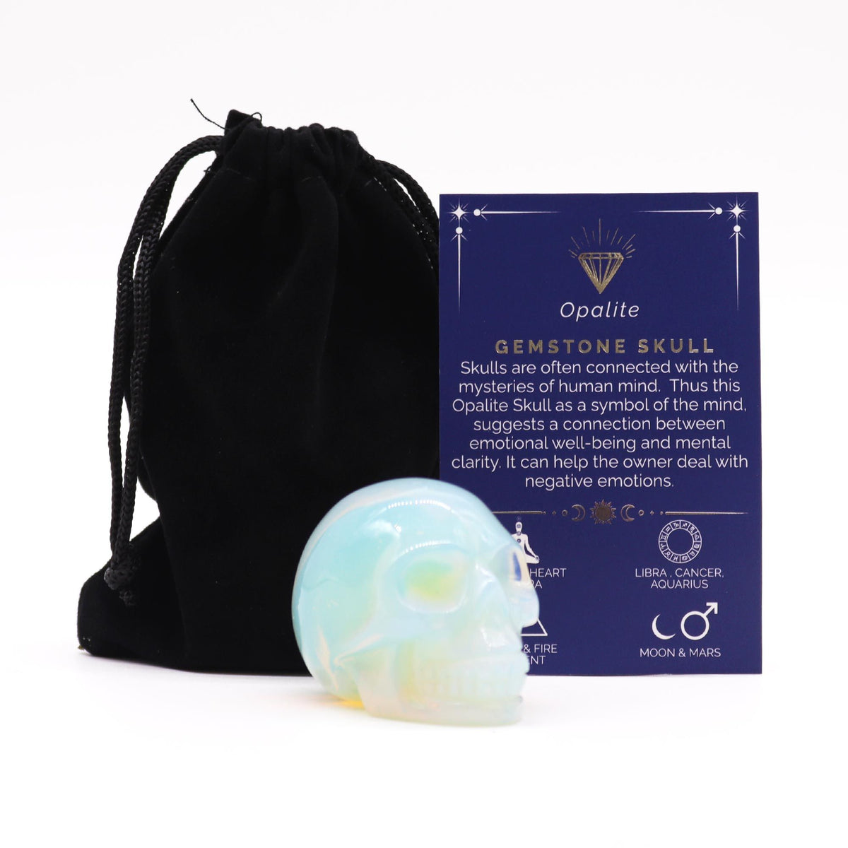 Large Opalite Skull – 50mm Decorative Glass Carving