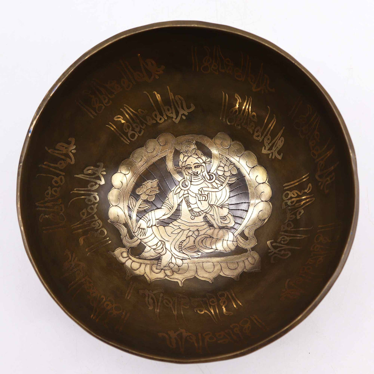 Golden Tara Brass Singing Bowl Set – 19cm Meditation Bowl