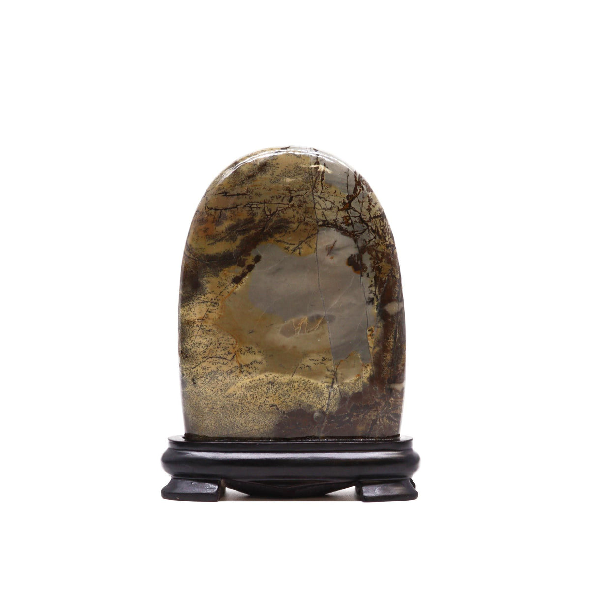 Guohua Picture Stone Arch – Natural Dendritic Limestone Ornament | 145 × 110mm