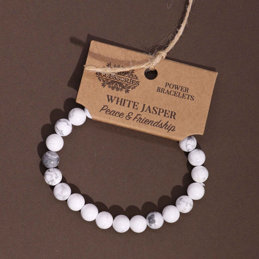 White Jasper Crystal Bracelet – 8mm Gemstone Beads | Zeena Moon