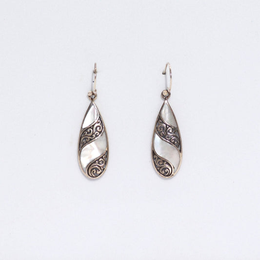 Shell & Silver Earrings - Teardrop- MOP