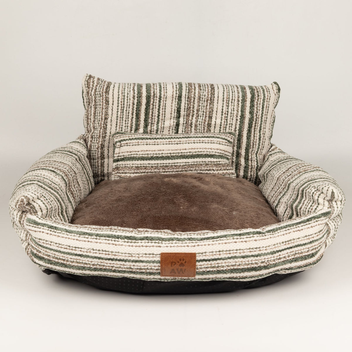 PAW Striped Pet Sofa Bed – Brown | Small 50 × 50cm
