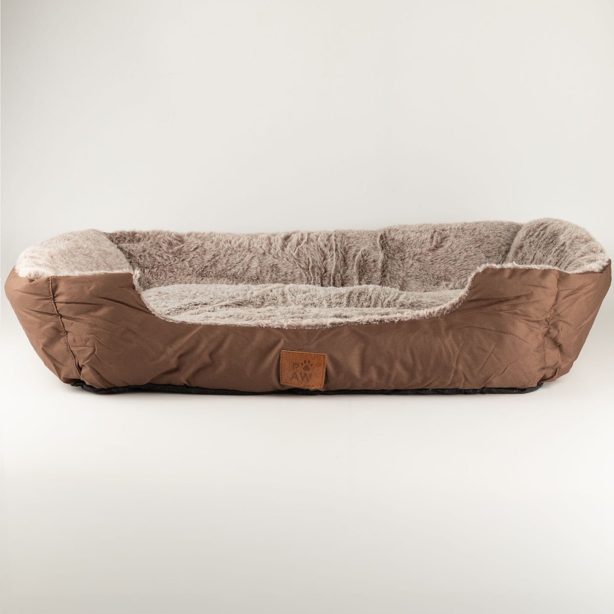 PAW Small Plush Pet Bed – Teddy Brown – 60 × 45 × 17cm