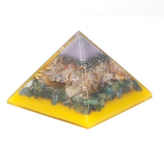 Lrg Organite Pyramid 70mm - Tree(gold base)
