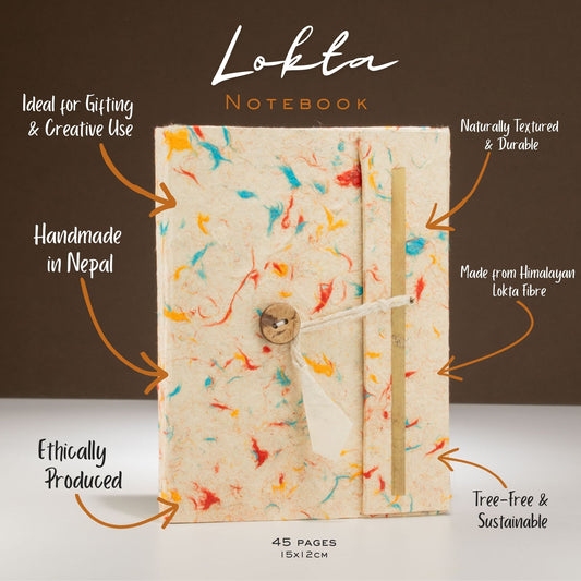 Handmade Lokta Paper Journal – Mixed Colour Cotton Notebook