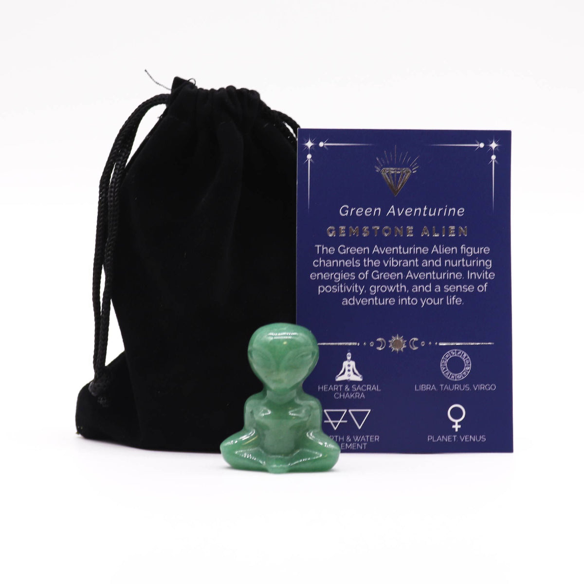 Green Aventurine Crystal Alien Figurine | Gemstone Carving