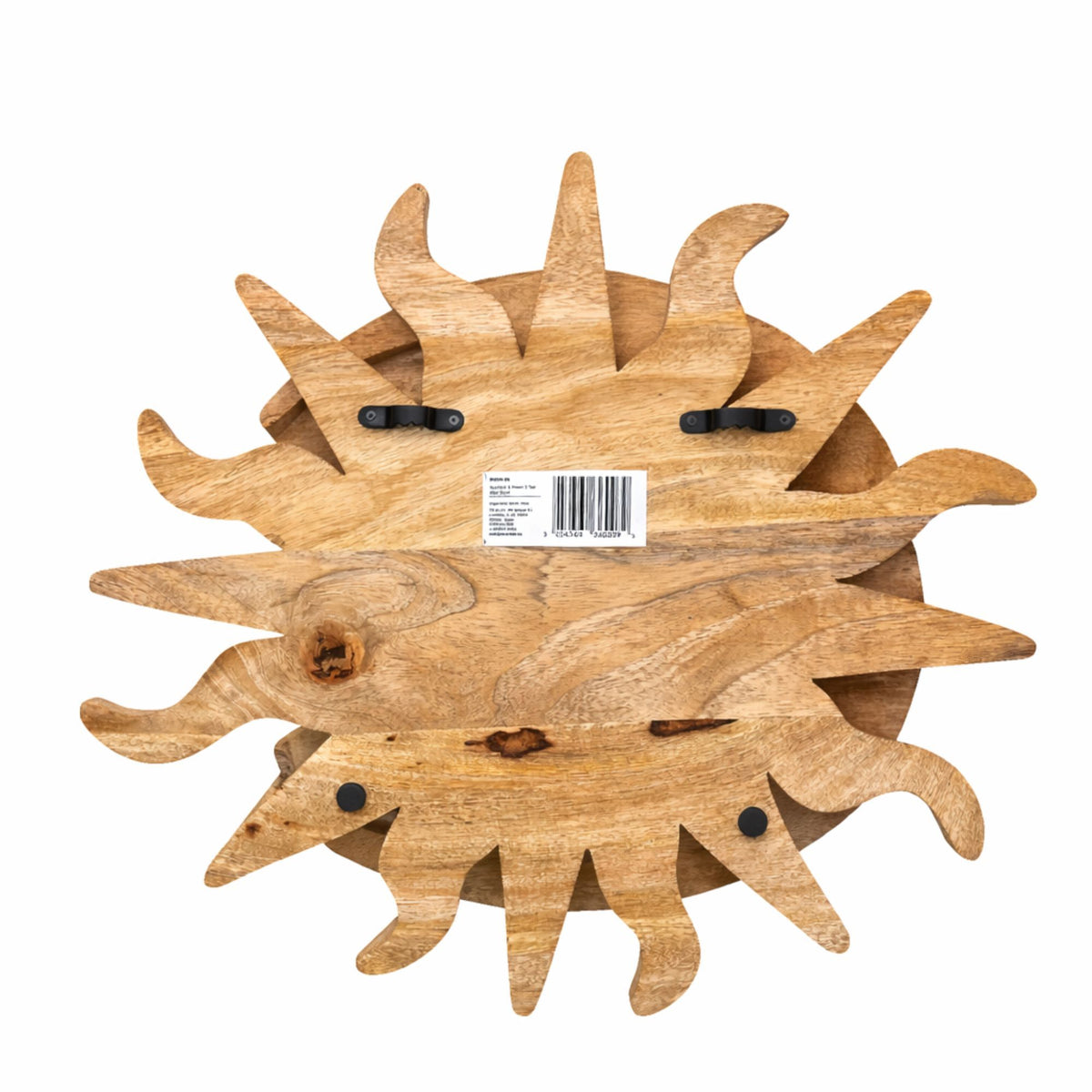 Sun & Moon Wooden Wall Shelf – 3 Tier Celestial Crystal Display