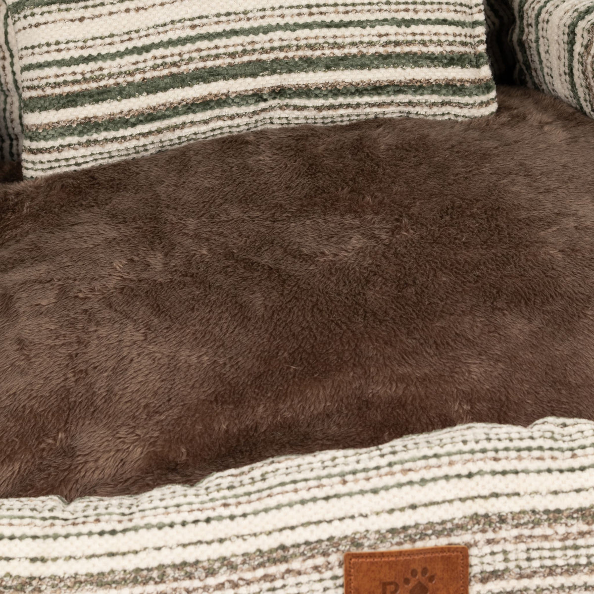 Cosy Pet Sofa Bed – Brown Stripes | Medium 60 × 60cm