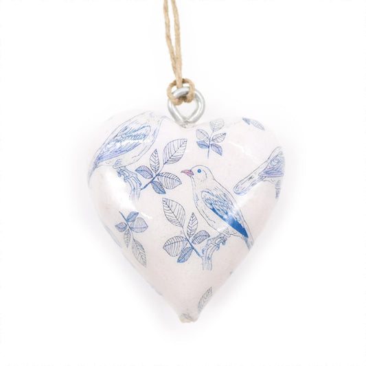 Lrg Decor Wood Heart - Blue Bird