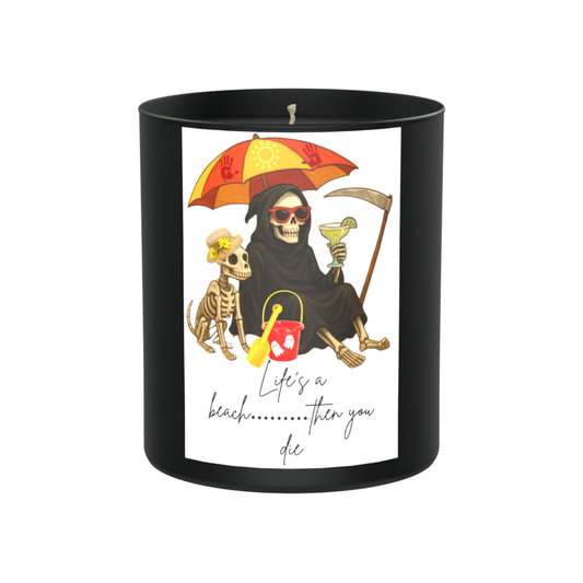 Grim reaper Humour Beach 200g Black Candle ‘Dark Noir’