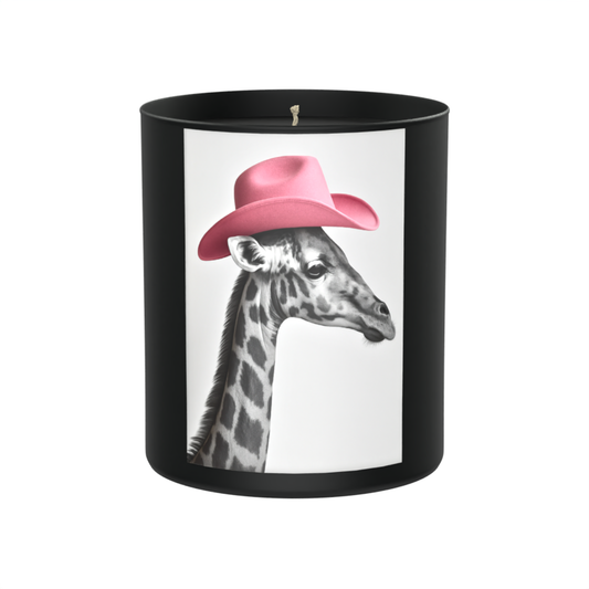 Giraffe in a Pink Cowboy Hat 200g Black Candle ‘Dark Noir’