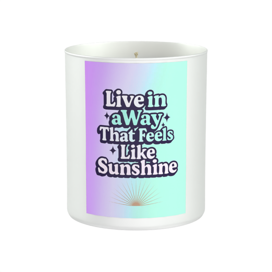 Live in a Way That Feels Like Sunshine 200g White candle ‘Sandy Bay'