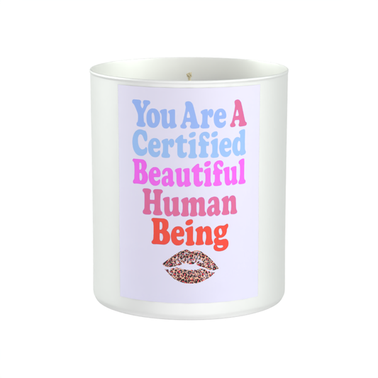 Certified Beautiful Human Being 200g White candle ‘Sandy Bay'