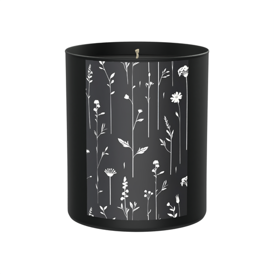 Black Botanical Candle | Minimalist Floral Candle Gift