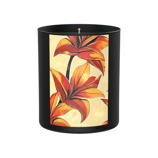 Orange Floral Candle | Retro Botanical Candle Gift