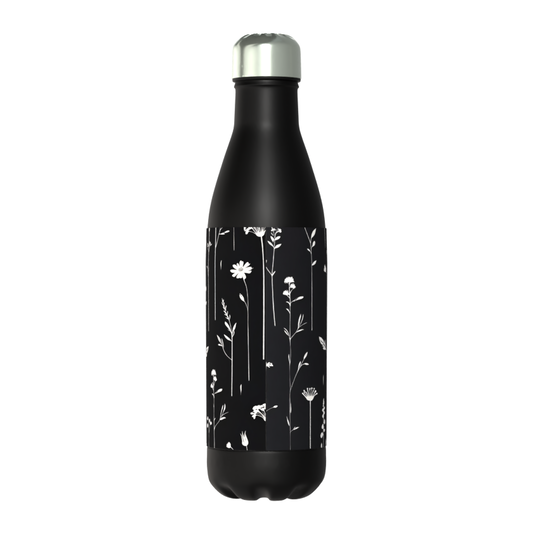 Monochrome Wildflower Bottle - Classic 50cl Thermos Black Bottle