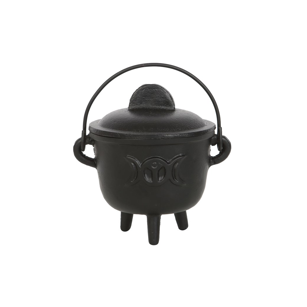 Cast Iron Witch Cauldron with Triple Moon – 11cm